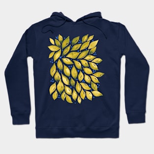 Abstract leaves and dots - yellow Hoodie